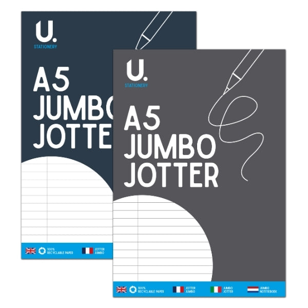 U. Stationery A5 Jumbo Jotter Notebook – 240 Pages