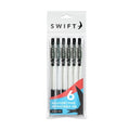 Swift Black Retractable Ballpoint Pens 6 Pack