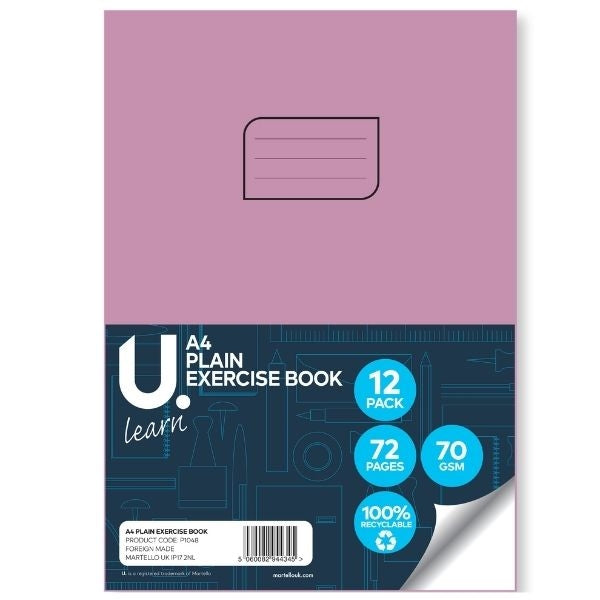 U. Stationery A4 Plain Exercise Book – 40 Sheets / 80 Pages