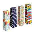 [ 4 Pack ] Gift Bottle Colourful Patterned Gift Bag – 12x36cm Bottle Bag