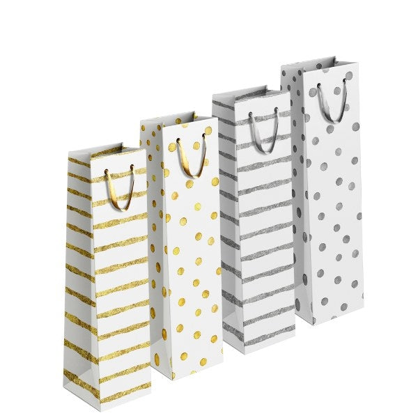 [ 4 Pack ] Gift Bottle Colourful Patterned Gift Bag – 12x36cm Bottle Bag