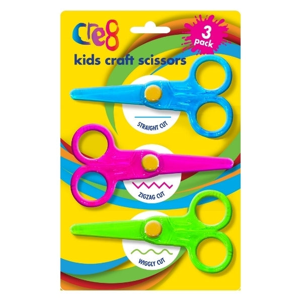 Kids Craft Scissors Kit (3-Pack) – Assorted Colours