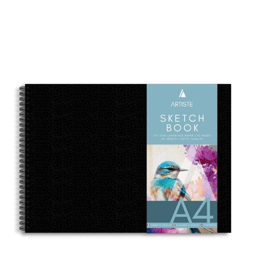Artiste A4 Artist Sketch Book – Hardback Spiral-Bound 170 gsm | Landscape | Portrait