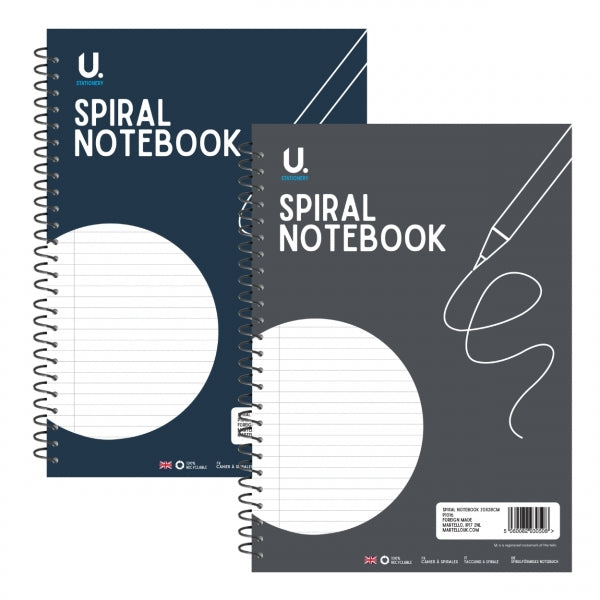 U. Stationery Spiral Notebook – 20×28 cm Lined Note Pad