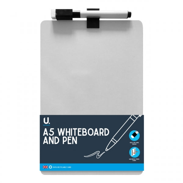 U. Stationery Dry-Wipe Whiteboard – A4/A5 Mini Board with Pen & Eraser
