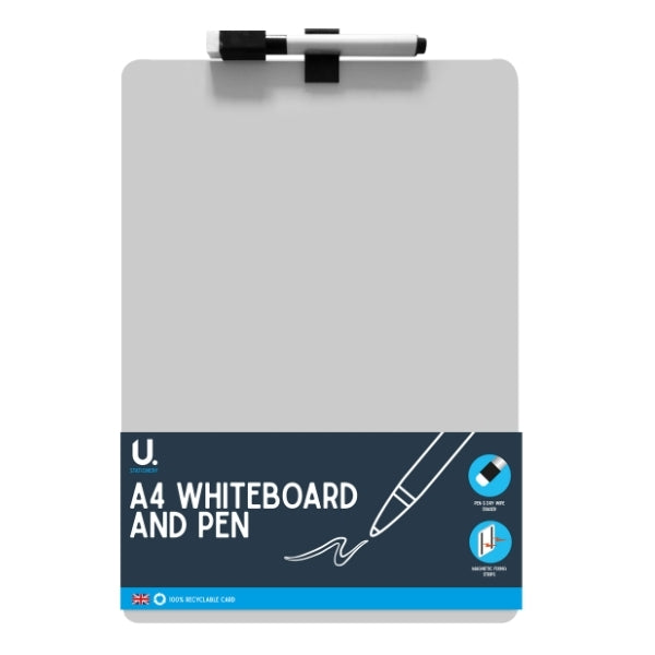 U. Stationery Dry-Wipe Whiteboard – A4/A5 Mini Board with Pen & Eraser