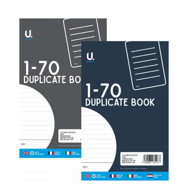 U. Stationery A5 Duplicate Book 1-70 - Carbon Copy Record Book