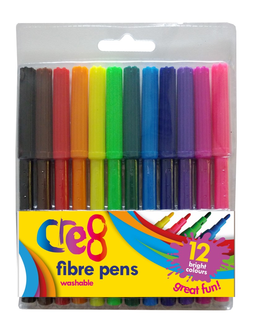 Fibre Pens, 12 Colours