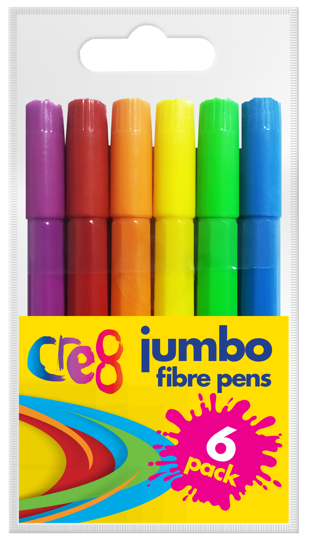 Jumbo Fibre Pens, 6 Pack