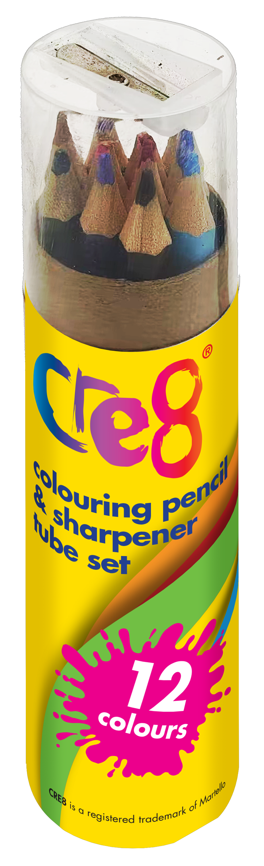 Colouring Pencil and Sharpener Tube Set, 12 Pack