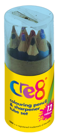 Small Colouring Pencils and Sharpener Tube