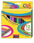 Jumbo Colouring Pencils with Sharpener, 12 Pack