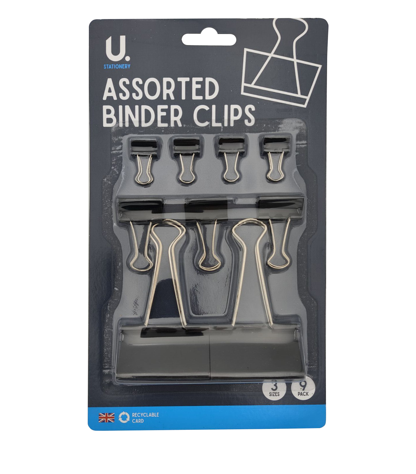 Binder Clips, 9 Pack Assorted