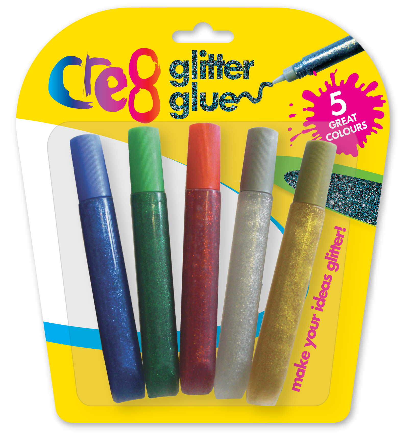 Glitter Glue, 5 Pack Assorted
