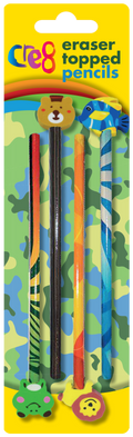 Boys Eraser Topped Pencils, 4 Pack