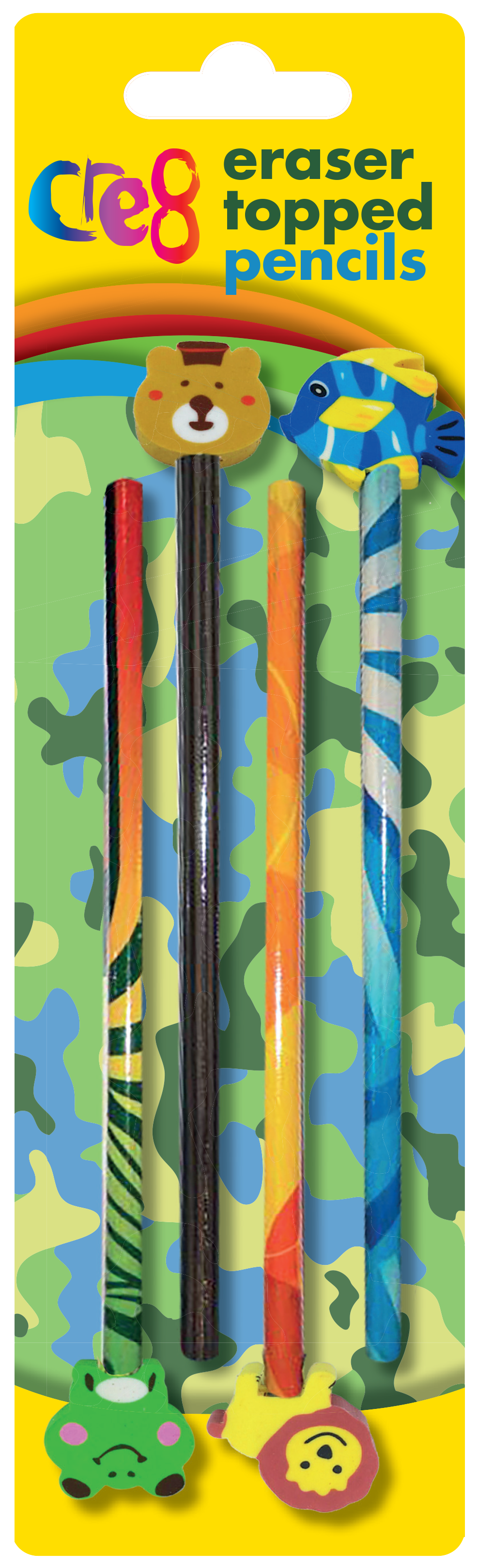 Boys Eraser Topped Pencils, 4 Pack