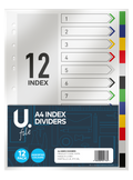 A4 Index Dividers, 12 Pack