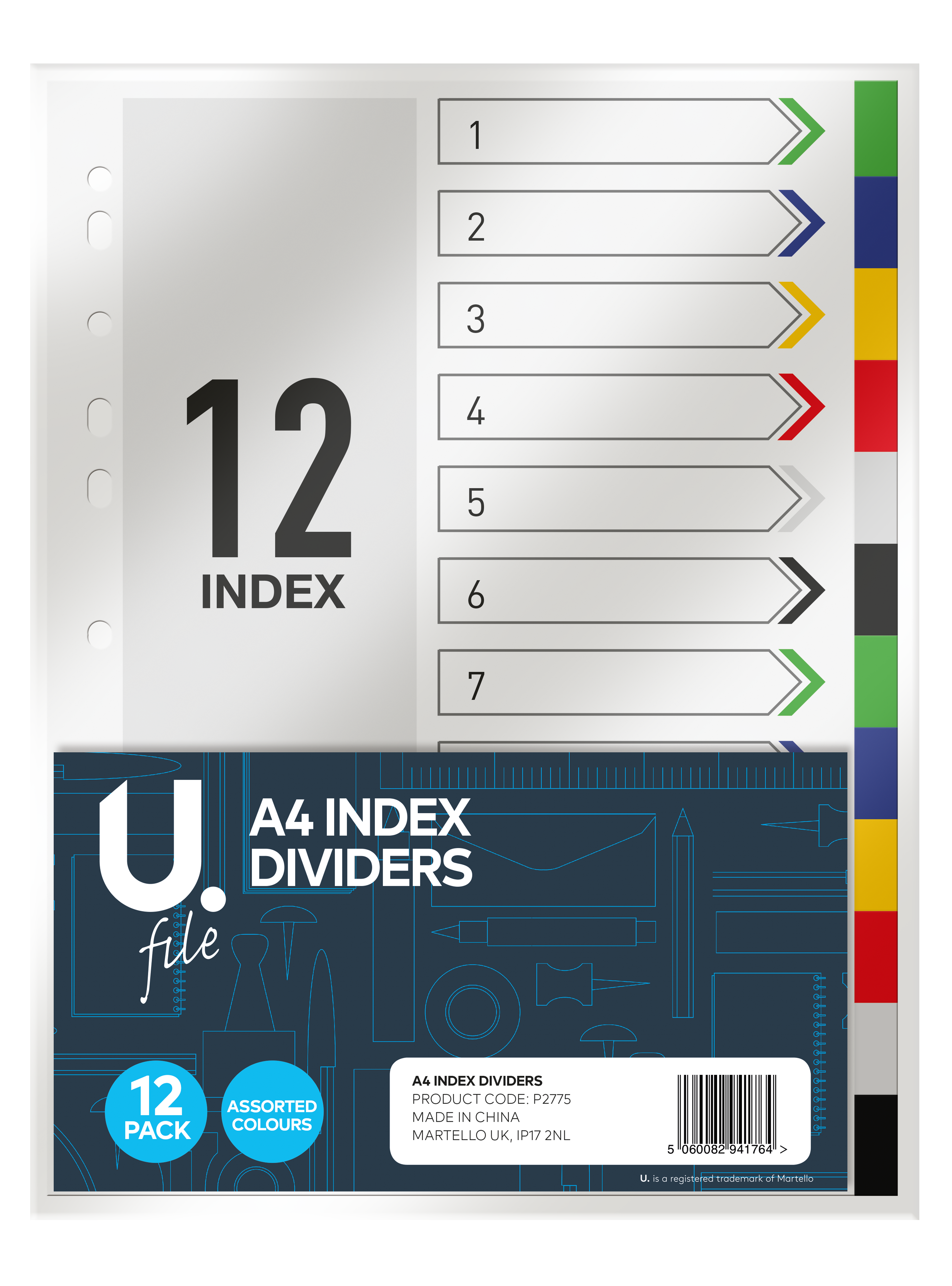 A4 Index Dividers, 12 Pack