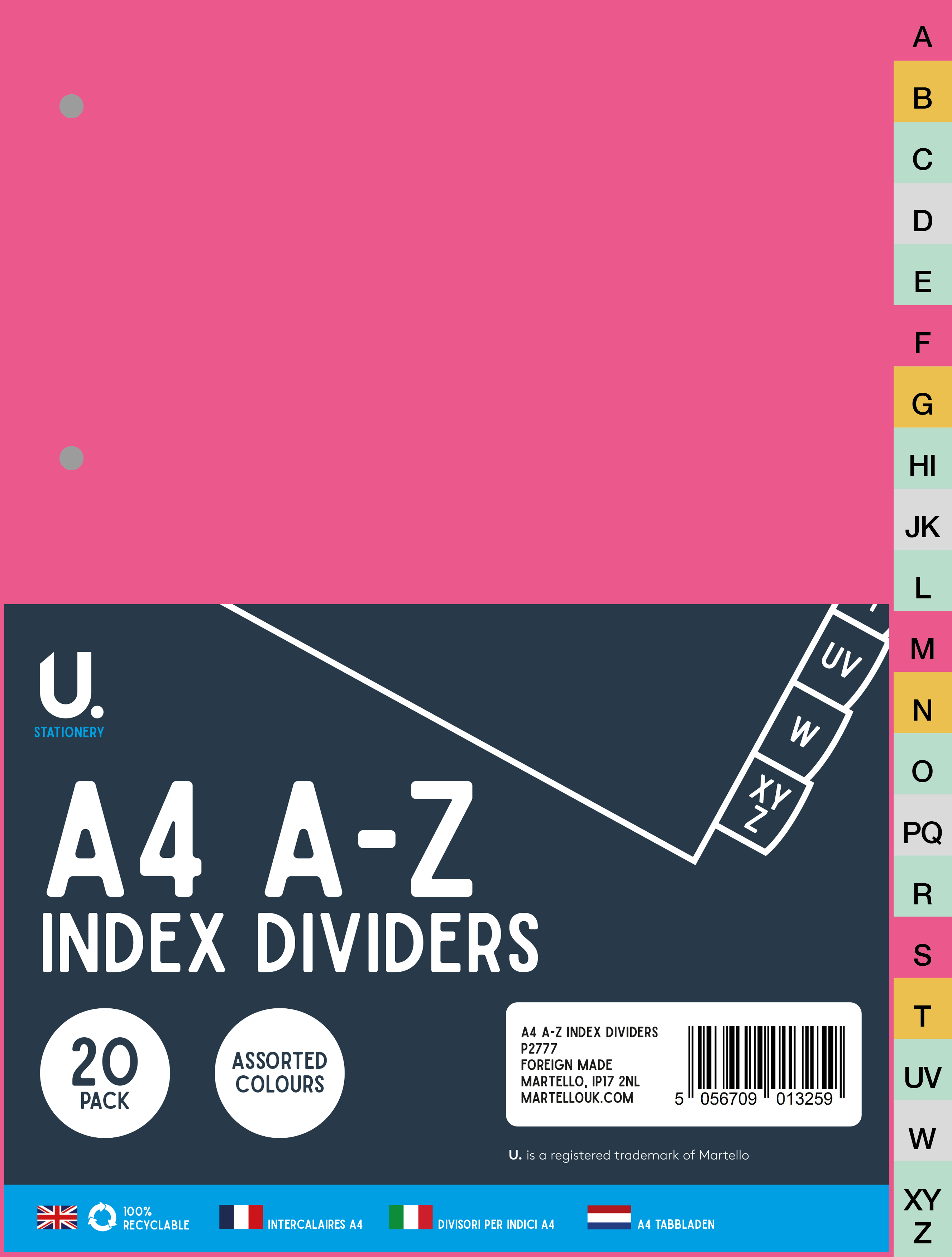 A4 A-Z Index Dividers, 20 Pack