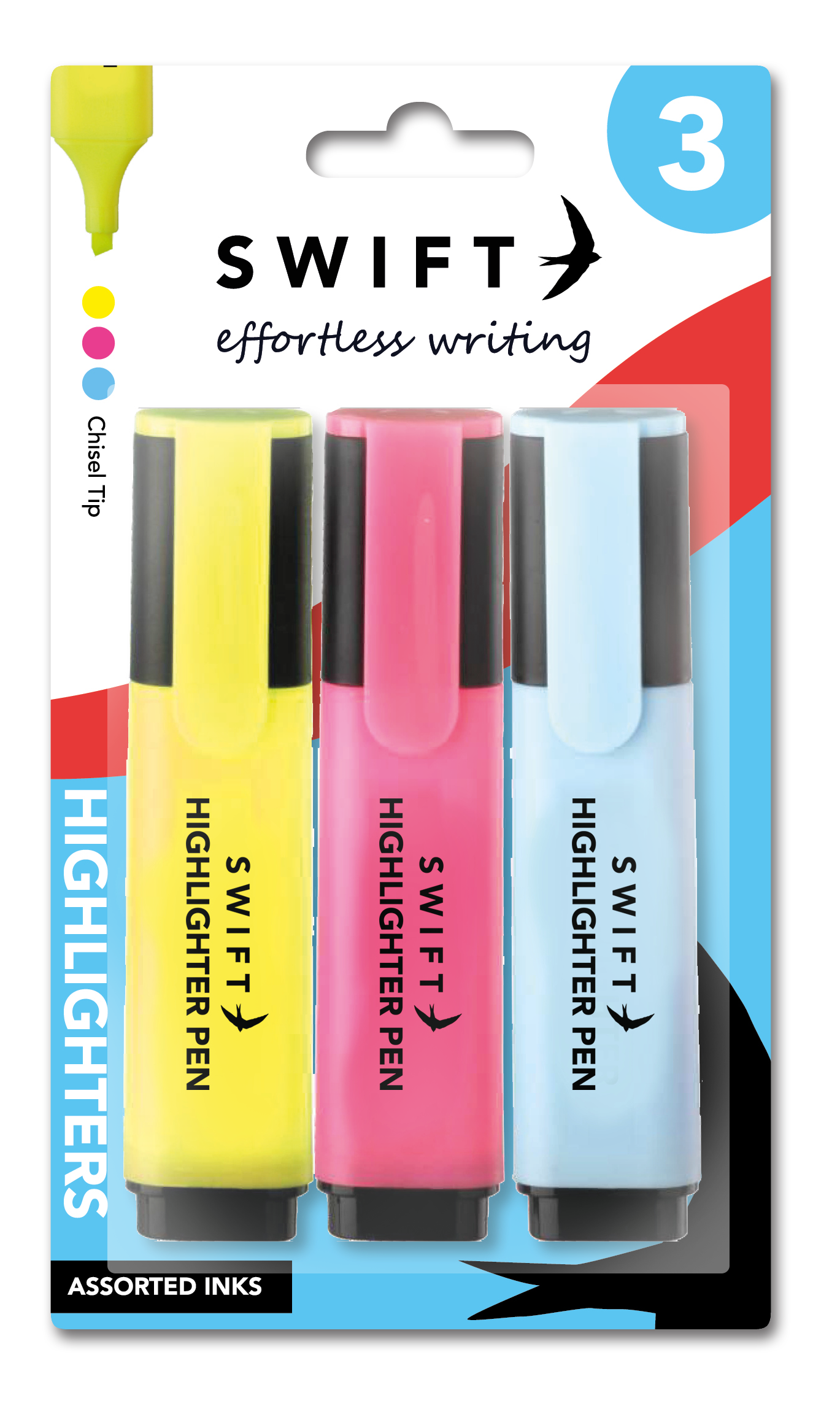 Highlighters, 3 Pack Assorted