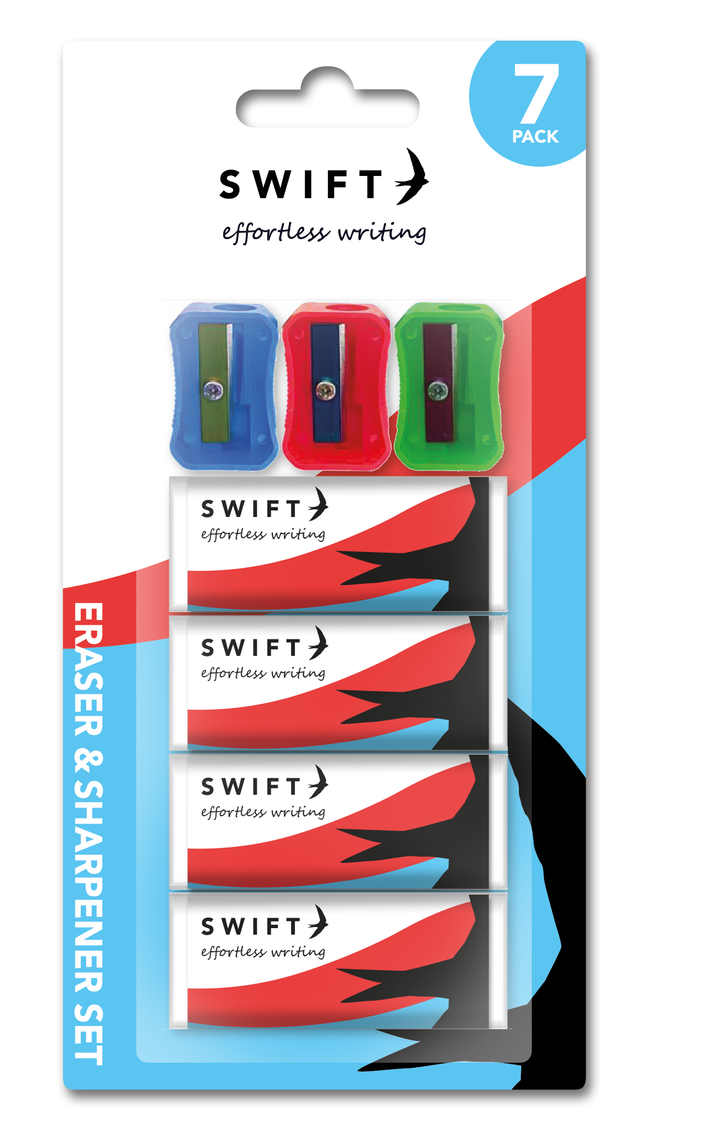 Eraser & Sharpener Set, 7 Piece