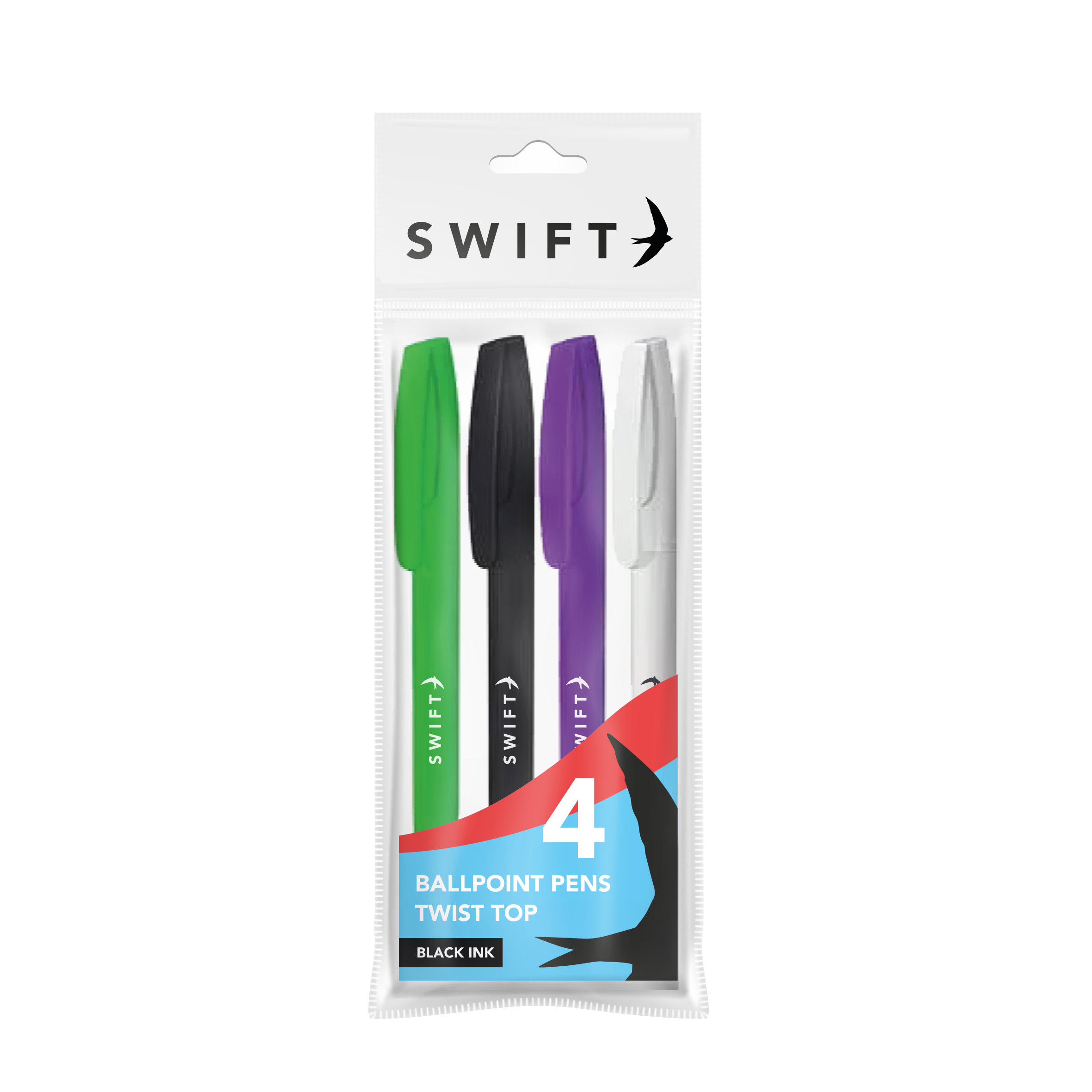 Colourful Twist Assorted Pens, 4 Pack