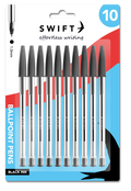 Pull Cap Ballpoint Pens, 10 Pack Black
