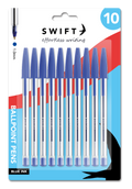 Pull Cap Ballpoint Pens, 10 Pack Blue