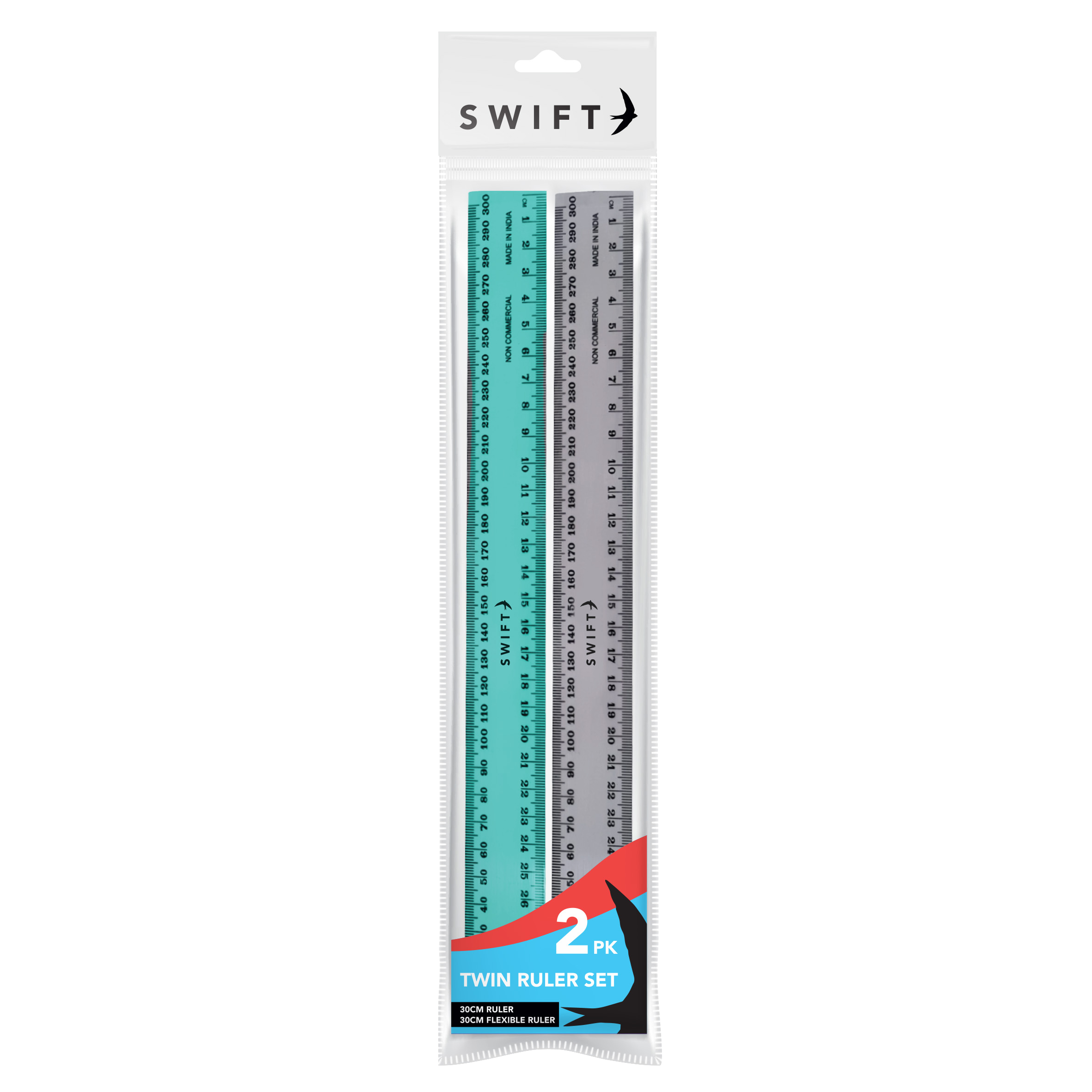 30cm Ruler Set, 2 Pack - Bendy & Rigid