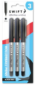 Rollerball Pen Set, 3 Pack Black