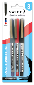 Rollerball Pen Set, 3 Pack Assorted Colours