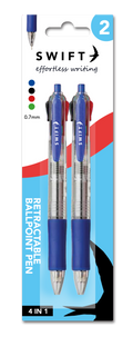 4 Colour Retractable Ballpoint Pen, 2 Pack