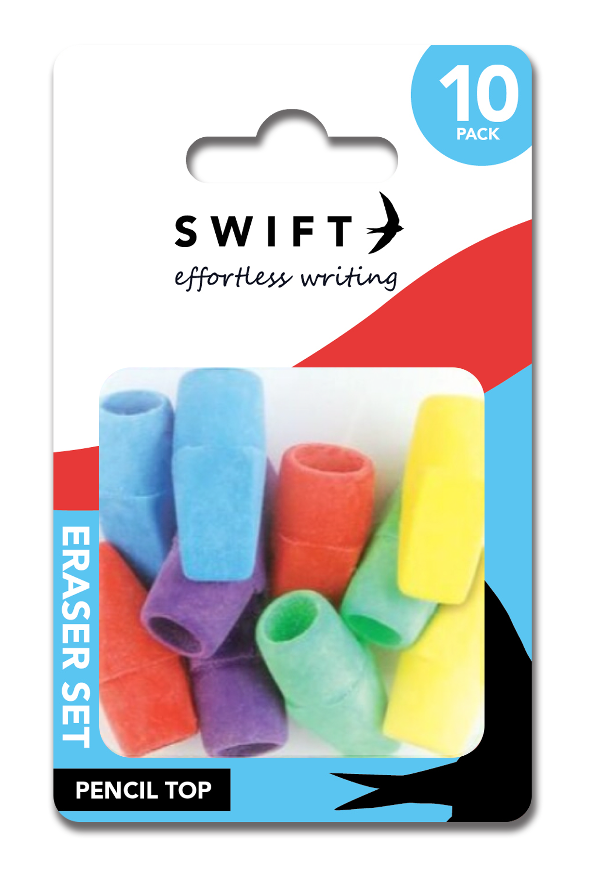 Neon Pencil Top Eraser Set, 10 Pack