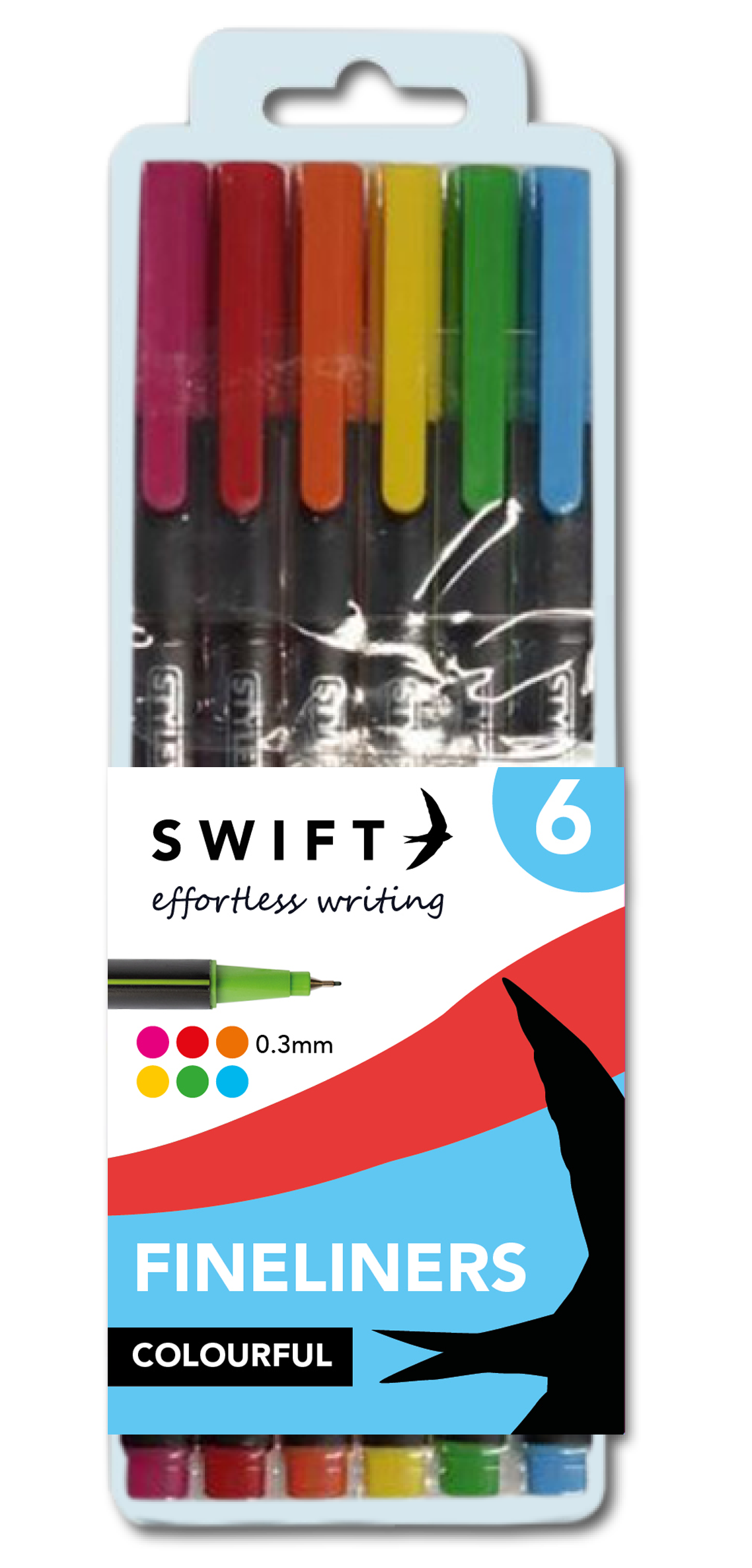 Fineliners, 6 Pack Colourful