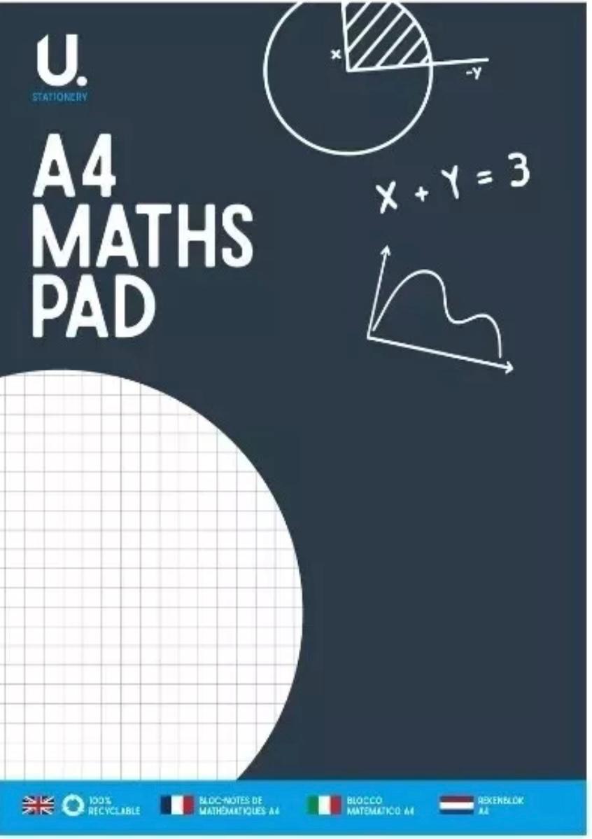 U. Stationery A4 Maths Pad – 35 Sheets / 70 Pages